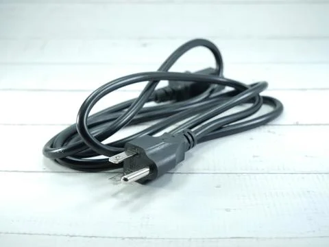 Black power plug on white background. Stock Photos