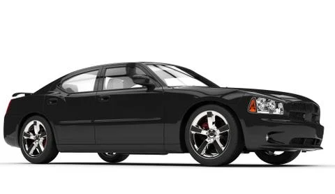 Black Powerful Car Side View Stock Illustration