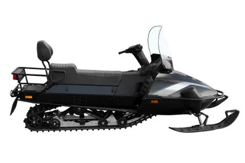 Black powerful snowmobile Stock Photos