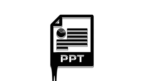 Black PPT file document. Download ppt button icon isolated on white background Stock Footage 233781993