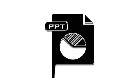 Black PPT file document. Download ppt button icon isolated on white background Stock Footage 233800159