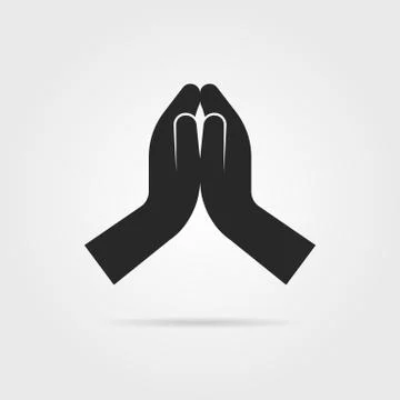 Black praying hands icon Stock Illustration