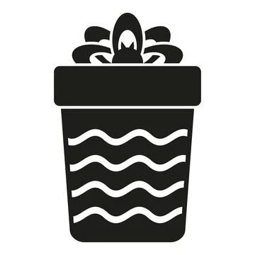 Black present box with ribbons icon vector Stock Illustration