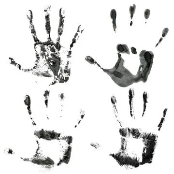 Black print of four hands Stock Illustration