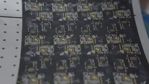 Black printed circuit board panel close up 库存影片 348171171