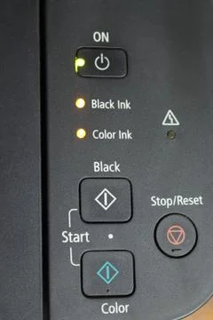 Black printer control buttons. Stock Photos