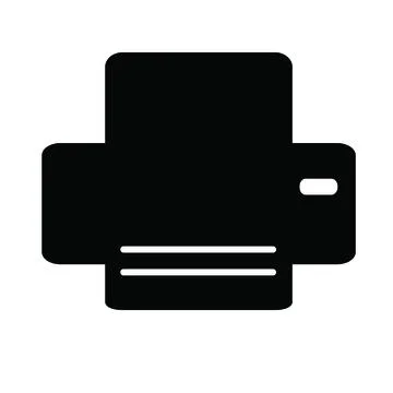 Black Printer Device Solid Color on White Background Icon Stock Illustration