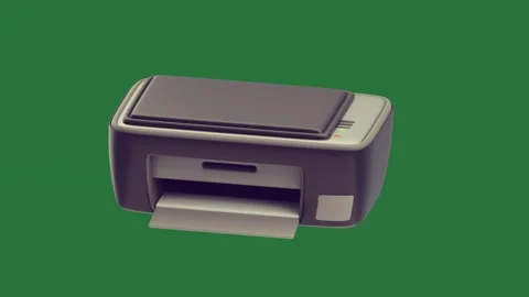 A black printer on green screen and close up green screen elements gesture Stock Footage 335981503
