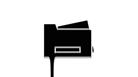 Black Printer icon isolated on white background. 4K Video motion graphic Stock Footage 233884671