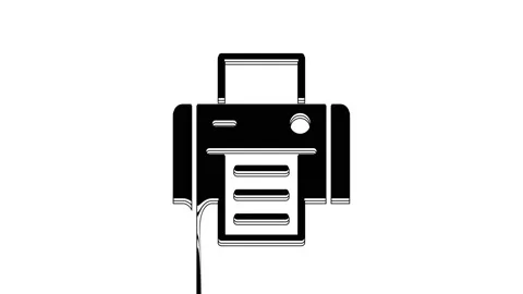 Black Printer icon isolated on white background. 4K Video motion graphic Stock Footage 233893173