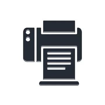 Black Printer icon isolated on white background.  Vector Stock Illustration