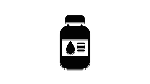 Black Printer ink bottle icon isolated on white background. 4K Video motion Stock Footage 233892453