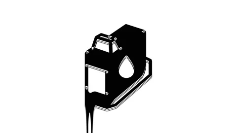 Black Printer ink cartridge icon isolated on white background. 4K Video motion Stock Footage 233892361