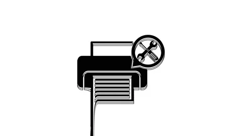 Black Printer with screwdriver and wrench icon isolated on white background Stock Footage 233794366