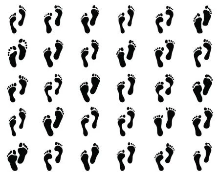 Black prints of human feet Stock Illustration