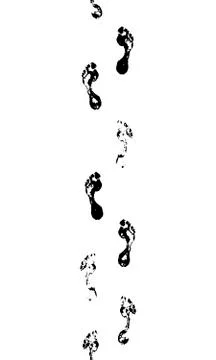 Black prints of human feets, seamless border on white Stock Illustration
