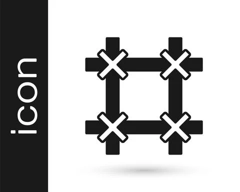 Black Prison window icon isolated on white background. Vector Ilustración de archivo