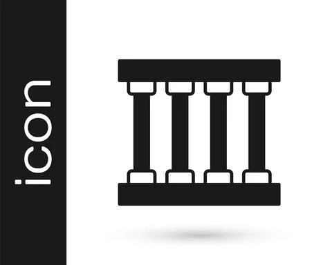 Black Prison window icon isolated on white background. Vector Ilustración de archivo