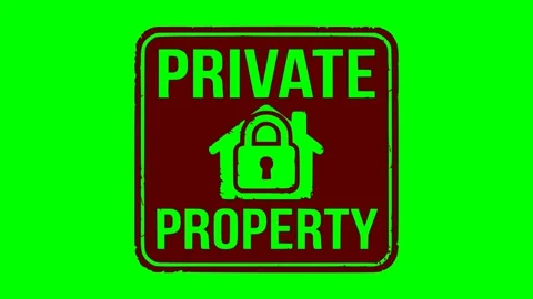 Black private property sign red flash blink animation Stock Footage 346315281