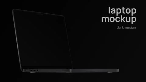 Black Pro Laptop. Diagonal View. Mockup with Editable Screen. Dark Version Stock Illustration