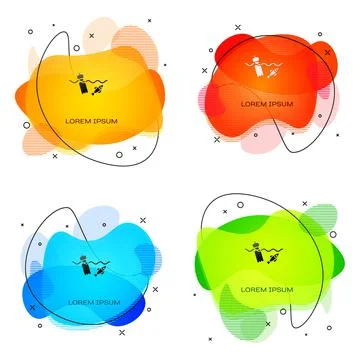 Black The problem of pollution of the ocean icon isolated on white background Stock Illustration