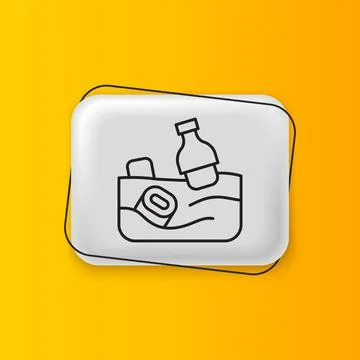 Black The problem of pollution of the ocean icon isolated on yellow backgro.. Stock Illustration