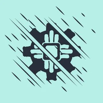 Black Processor icon isolated on green background. CPU, central processing unit イラスト素材