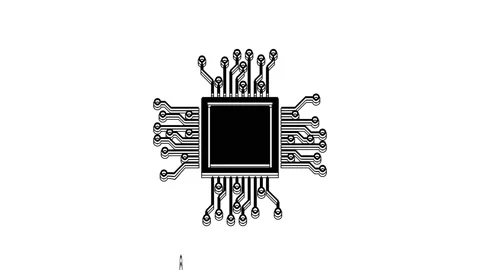 Black Processor icon isolated on white background. CPU, central processing unit Stock Footage 233777428