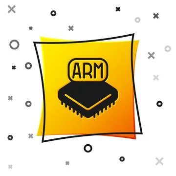 Black Processor icon isolated on white background. CPU, central processing unit Stockillustratie