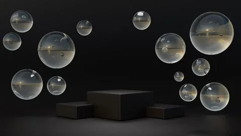 Black products display 3d background podium scene with shape geometric plat.. Ilustración de archivo