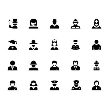 Black Professional Avatar Vector Icons Stock Illustration