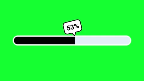 Black progress loading bar animation with speech bubble percentage text on .. Stock Footage 340799574