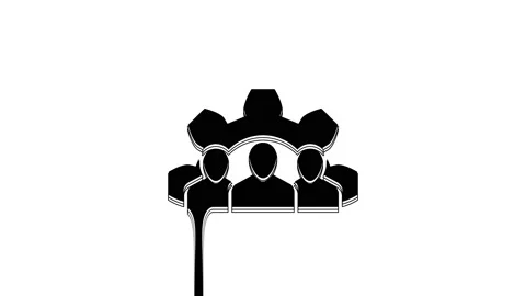 Black Project team base icon isolated on white background. Business analysis and Stock Footage 233774902