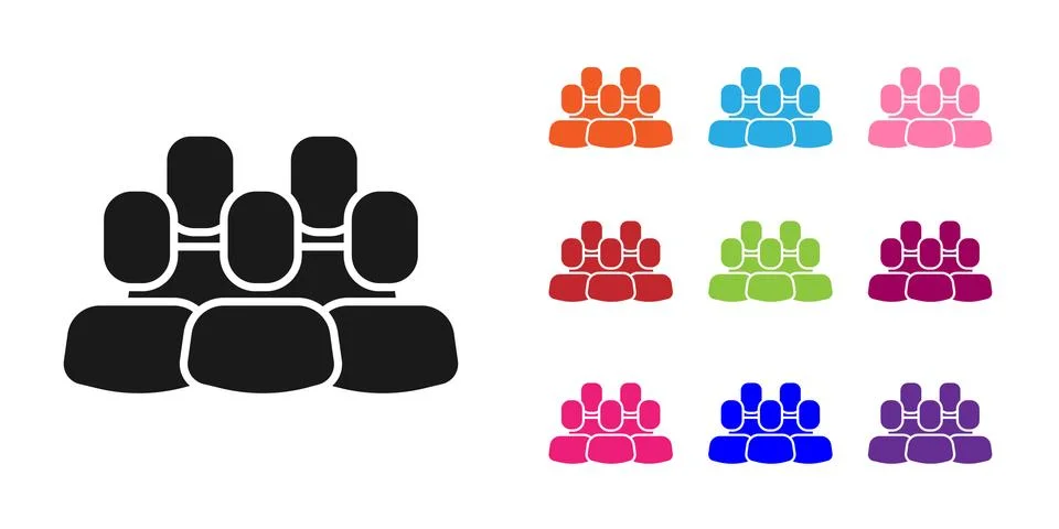 Black Project team base icon isolated on white background. Business analysis and Stock Illustration