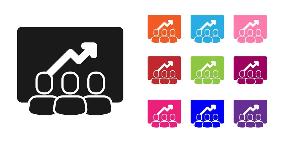 Black Project team base icon isolated on white background. Business analysis and Stock Illustration