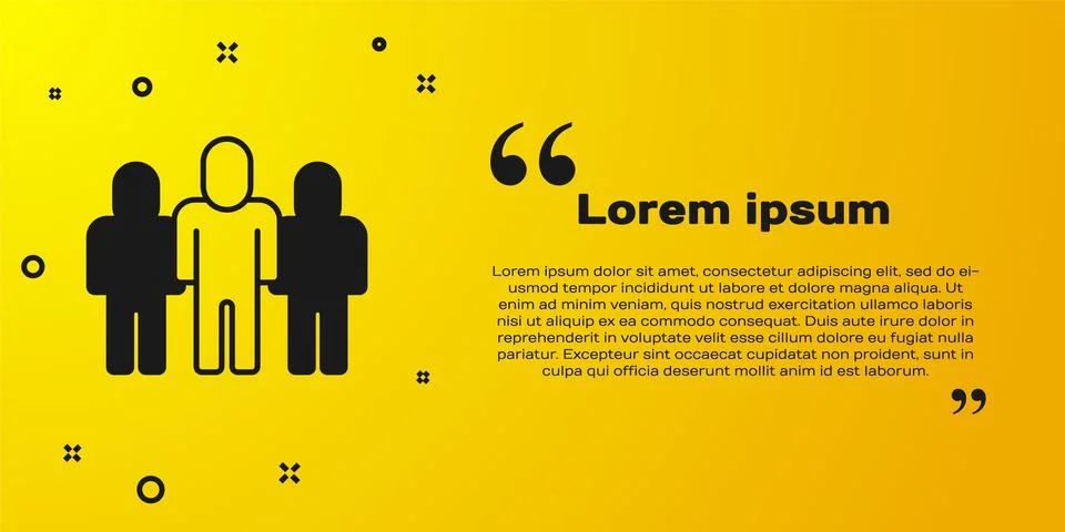 Black Project team base icon isolated on yellow background. Business analysis Stockillustratie