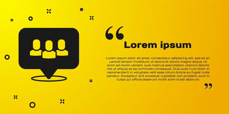 Black Project team base icon isolated on yellow background. Business analysis イラスト素材