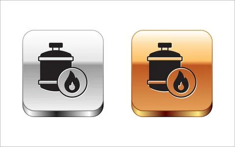 Black Propane gas tank icon isolated on white background. Flammable gas tan.. Stock Illustration