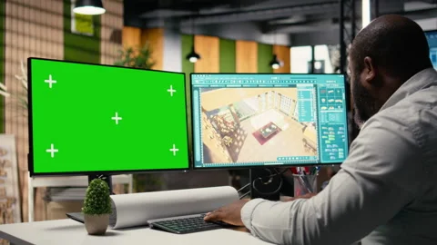 Black property developer analyzing infrastructure layout with copy space Stock Footage 316644299