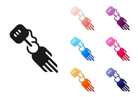 Black Prosthesis hand icon isolated on white background. Futuristic concept of Stockillustratie