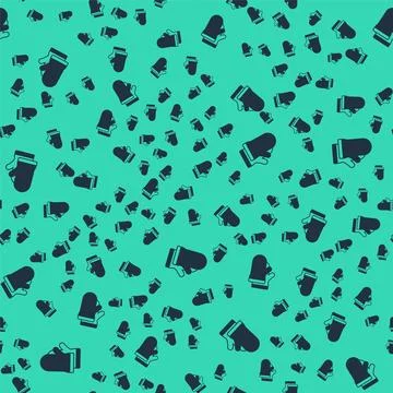 Black Protective gloves icon isolated seamless pattern on green background Stock Illustration