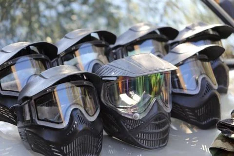 Black protective gotcha mask. Stock Photos