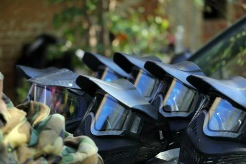Black protective gotcha mask. Stock Photos