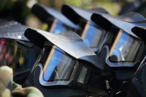 Black protective gotcha mask. Stock Photos