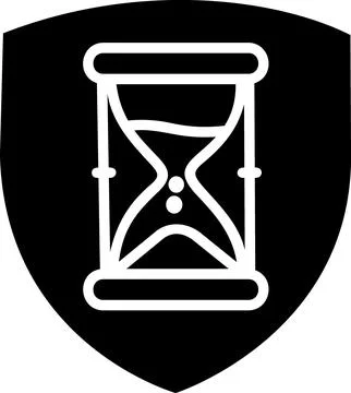 Black protective shield with hourglass timer Stock Illustration