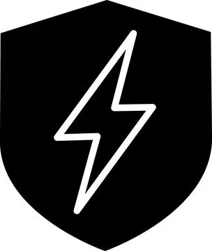Black protective shield with lightning bolt Stock Illustration