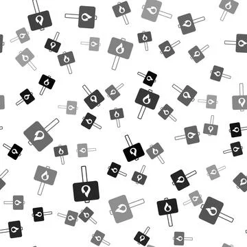 Black Protest icon isolated seamless pattern on white background. Meeting Stock Illustration