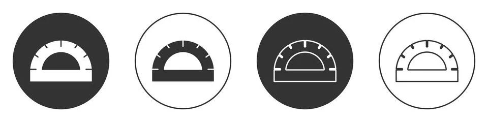 Black Protractor grid for measuring degrees icon isolated on white background Stock Illustration