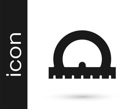 Black Protractor grid for measuring degrees icon isolated on white background Stock Illustration