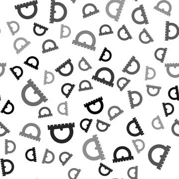 Black Protractor grid for measuring degrees icon isolated seamless pattern on イラスト素材
